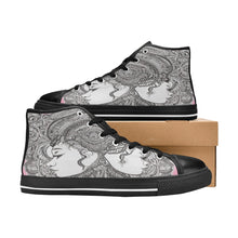 Load image into Gallery viewer, R&RH PinkDestiny Pink and Black Womens Classic High Top Canvas Shoe Women's Classic High Top Canvas Shoes (Model 017)