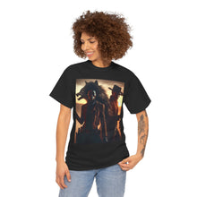 Load image into Gallery viewer, Western-Themed Unisex Heavy Cotton Tee - Cowboy and Wolf Design, Casual Wear, Gift for Him/Her, Festival Apparel, Unique Graphic Tee