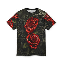 Load image into Gallery viewer, R&RH Vibrant Rose Wing Unisex Black Tee - Edgy Floral Graphic T-Shirt