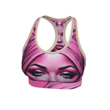 Load image into Gallery viewer, R&RH 'Her Eyes' Pink Designer Sports Bra