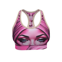 Load image into Gallery viewer, R&RH 'Her Eyes' Pink Designer Sports Bra