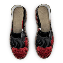 Load image into Gallery viewer, Rich and Rich BlackRedRose Espadrilles for Men and Women | Unisex Handmade Slip-On Shoes with Jute Insole - Rich and Rich Homeopportunities