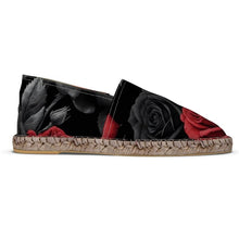 Load image into Gallery viewer, Rich and Rich BlackRedRose Espadrilles for Men and Women | Unisex Handmade Slip-On Shoes with Jute Insole - Rich and Rich Homeopportunities