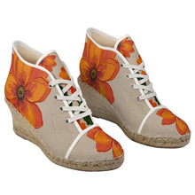 Load image into Gallery viewer, Rich and Rich Women’s Orange Abstract Designer Wedge Espadrilles – Leather & Vegan Options - Rich and Rich Homeopportunities