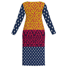 Load image into Gallery viewer, Rich and Rich Fuschia PolkaDot Multicolor Long Sleeve Women's Bodycon Dress