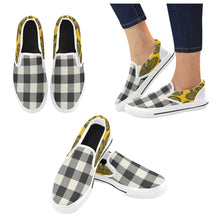 Load image into Gallery viewer, Rich and Rich Men's Yellow Abstract and Checkers Slip On Canvas Shoe Men's Slip-on Canvas Shoes (Model 019)