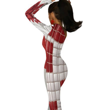 Load image into Gallery viewer, Rich and Rich Red and White Rose Half sleeve split dress One-Shoulder Slit Maxi Women's Dress