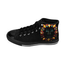 Load image into Gallery viewer, R&RH Portrait Women's Designer  Bold Artistic High-Top Black Sneakers with Vibrant Face Design