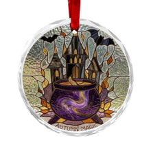 Load image into Gallery viewer, Rich and Rich Haunted House and Autumn Magic-Two Halloween Glass Ornaments For $20