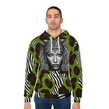 Load image into Gallery viewer, Bold Animal Print Hoodie, Trendy Unisex Pullover, Wild Style Streetwear, Fashionable Gift, Safari Inspired Apparel