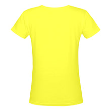 Load image into Gallery viewer, R&RH Woman Rose Womens Yellow Designer T-shirt Women's Deep V-neck T-shirt (Model T19)
