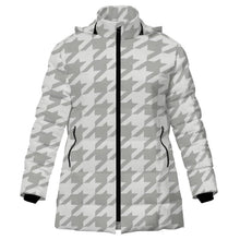 Load image into Gallery viewer, Rich and Rich Women's White Houndstooth White Puffer Coat Women's Hooded Puffer Coat - Rich and Rich Homeopportunities