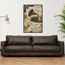 Load image into Gallery viewer, Rich & Rich Golden Melodies Wall Art Black Framed Canvas Print 24×36 Inch | Luxury Music-Inspired Home Décor
