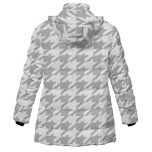 Load image into Gallery viewer, Rich and Rich Women's White Houndstooth White Puffer Coat Women's Hooded Puffer Coat - Rich and Rich Homeopportunities