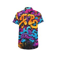 Load image into Gallery viewer, Rich and Rich Graffiti Print Men's Short Sleeved Shirt - Rich and Rich Homeopportunities
