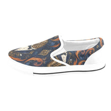 Load image into Gallery viewer, Rich and Rich Leopard Saxophone Women's Blue Slip-On Canvas Shoes - Rich and Rich Homeopportunities