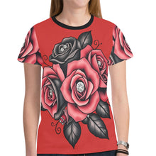 Load image into Gallery viewer, Rich and Rich Roses With Diamonds Women's Red Tshirt