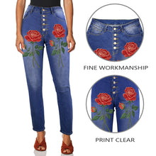 Load image into Gallery viewer, R&RH Red Roses Womens Jeans Women's Jeans (Front Printing)