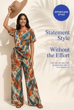 Load image into Gallery viewer, Rich & Rich Women's Colorful Bird Side-Tie Top & Wide-Leg Pants Set - Rich and Rich Homeopportunities