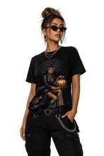 Load image into Gallery viewer, A Rich and Rich Women's Halloween On A Broomstick Black T-shirt - Rich and Rich Homeopportunities