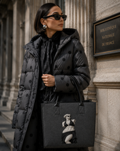 Load image into Gallery viewer, Rich and Rich Modern Goddess Dark Gray Felt Tote Bag | Durable Reusable Everyday Shopping Tote | Made in USA