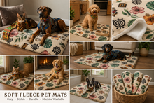 Load image into Gallery viewer, Rich and Rich Tropical Tribal Print with Geometric Motifs Pet Mat β 25 Γ 18 Inch | Soft Washable Pet Feeding and Resting Mat (USA)