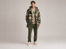 Load image into Gallery viewer, Rich and Rich Camo Green Men’s Fleece-Lined Mid Length Hooded Coat | Fall & Winter Streetwear Jacket - Rich and Rich Homeopportunities