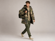 Load image into Gallery viewer, Rich and Rich Camo Green Men’s Fleece-Lined Mid Length Hooded Coat | Fall & Winter Streetwear Jacket - Rich and Rich Homeopportunities