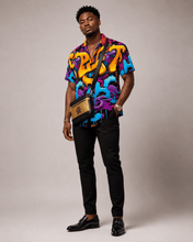 Load image into Gallery viewer, Rich and Rich Graffiti Print Men's Short Sleeved Shirt - Rich and Rich Homeopportunities