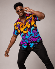 Load image into Gallery viewer, Rich and Rich Graffiti Print Men's Short Sleeved Shirt - Rich and Rich Homeopportunities