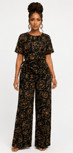 Load image into Gallery viewer, Rich & Rich Women's Black Rose Gold Side-Tie Top & Wide-Leg Pants Set - Rich and Rich Homeopportunities