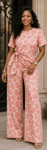 Load image into Gallery viewer, Rich & Rich Women's Pink Giraffe Print Side-Tie Top & Wide-Leg Pants Set - Rich and Rich Homeopportunities