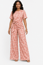 Load image into Gallery viewer, Rich & Rich Women's Pink Giraffe Print Side-Tie Top & Wide-Leg Pants Set - Rich and Rich Homeopportunities