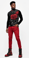 Load image into Gallery viewer, Rich and Rich BlackRedRose Men's Black Turtleneck | Designer Slim-Fit Roll Neck Shirt - Rich and Rich Homeopportunities