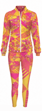 Load image into Gallery viewer, Rich and Rich Yellow and Pink Geometric Yoga Leggings and Jacket Set | Women’s Printed Activewear Outfit - Rich and Rich Homeopportunities