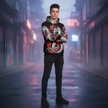 Load image into Gallery viewer, Rich and Rich Black and Red Snake Men's Hoodie