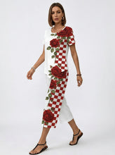 Load image into Gallery viewer, Rich & Rich Rose Checker Romance Short Sleeve Cropped Wide-Leg Set