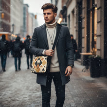 Load image into Gallery viewer, Rich and Rich Men's Earthtone Geometric Shapes  Classic Cross-body Nylon Messenger Bag