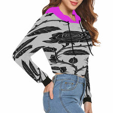 Load image into Gallery viewer, Rich and Rich Black Rose Women's Hoodie Cropped Top