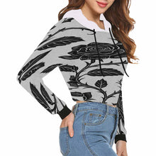 Load image into Gallery viewer, Rich and Rich Black Rose Women's Hoodie Cropped Top