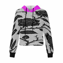 Load image into Gallery viewer, Rich and Rich Black Rose Women's Hoodie Cropped Top