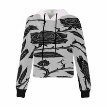 Load image into Gallery viewer, Rich and Rich Black Rose Women's Hoodie Cropped Top