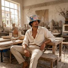 Load image into Gallery viewer, Rich and Rich Blue Checkered Patchwork Men's Bucket Hat