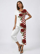Load image into Gallery viewer, Rich & Rich Rose Checker Romance Short Sleeve Cropped Wide-Leg Set