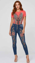 Load image into Gallery viewer, Rich and Rich Women's Floral High Waist Five-Button Stretch Denim Jeans