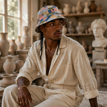 Load image into Gallery viewer, Rich and Rich Blue Checkered Patchwork Men's Bucket Hat