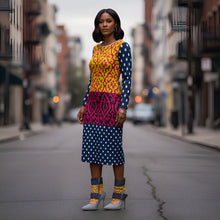 Load image into Gallery viewer, Rich and Rich Fuschia PolkaDot Multicolor Long Sleeve Women's Bodycon Dress