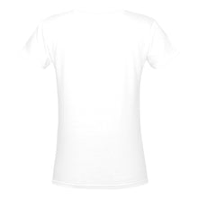 Load image into Gallery viewer, R&RH Woman Rose Womens White Designer T-shirt Women's Deep V-neck T-shirt (Model T19)