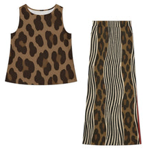 Load image into Gallery viewer, Rich and Rich Brown Animal Print Sleeveless Chiffon Women's Top and Pants Set