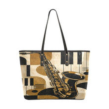 Load image into Gallery viewer, Rich and Rich Retro Jazz Vibes & Saxophone Women's PU Leather Tote Bag | Vintage Music-Inspired Fashion Handbag